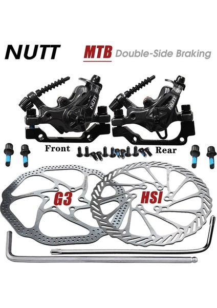Fren Balatası Bir Çift Tarzı Nutt Mtb Bisiklet Alaşımlı Mekanik Disk Fren Ikili Kaliperler Rotor Seti Bmx Scooter Ön Arka Dağ Bisikleti Parçaları (Yurt Dışından)