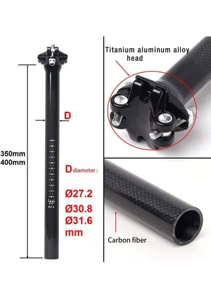 PARLAK31.6X400MM Stili Tam 3k Karbon Bisiklet Seatpost Fiber Superlight Titanyum Mtb Yol Bisikleti Seat Post Parçaları x mm (Yurt Dışından) indirimleri