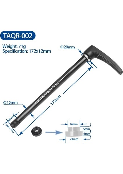 172X12MM TAQR-002 Stili Bisiklet Thru Aks Hızlı Bırakma Şiş Süper Hafif Alüminyum Arka Tekerlek Şişleri Mtb Dağ Bisikleti 29ER.5ER Çerçeve (Yurt Dışından)
