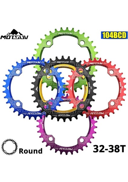 Altın 36T Yuvarlak Stil Motsuv 104BCD Yuvarlak Dar Geniş Aynakol Mtb Dağ Bisikleti Bisiklet 104BCD Aynakol Diş Plakası Parçası Bcd (Yurt Dışından)