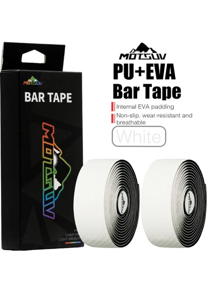 Beyaz Stil Motsuv Yol Bisikleti Gidon Karbon Fiber Desen Eva Pu Bar Bant 2 Bar Fişli Yumuşak Bisiklet Sönümleme Kaymaz Şok Kayışları (Yurt Dışından)