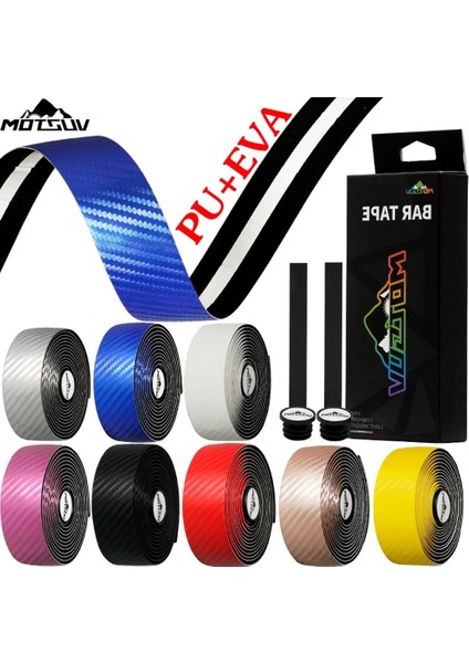 Beyaz Stil Motsuv Yol Bisikleti Gidon Karbon Fiber Desen Eva Pu Bar Bant 2 Bar Fişli Yumuşak Bisiklet Sönümleme Kaymaz Şok Kayışları (Yurt Dışından)