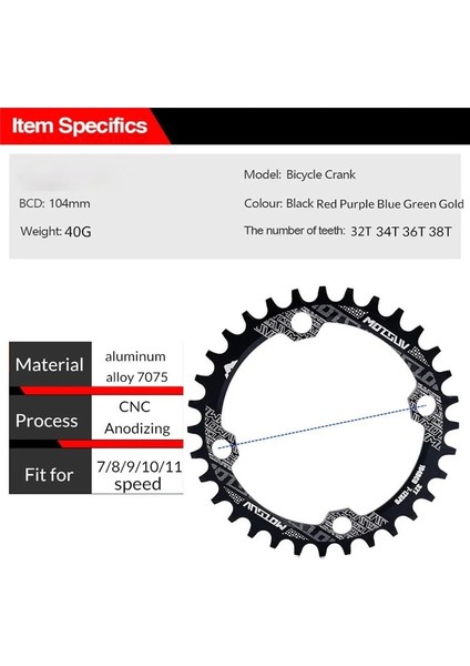 Sarı Stil 36T Yuvarlak Dar Geniş Aynakol Mtb Dağ Bisikleti Bisiklet 104BCD Aynakol Diş Plakası Parçaları Bisiklet Aksesuarları (Yurt Dışından) indirimleri