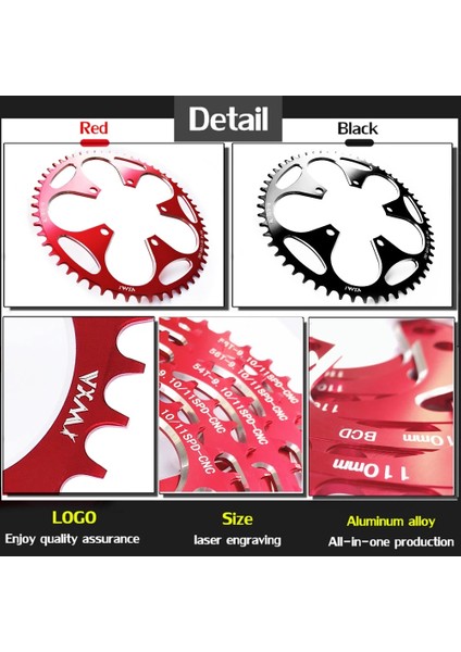 Yunjin Shop 110BCD 52T Kırmızı Stil Vxm Yol Bisikleti Dar Geniş Aynakol 110BCD 130BCD Krank Alüminyum Alaşımlı Ultra Hafif Aynakol (Yurt Dışından) fiyatları