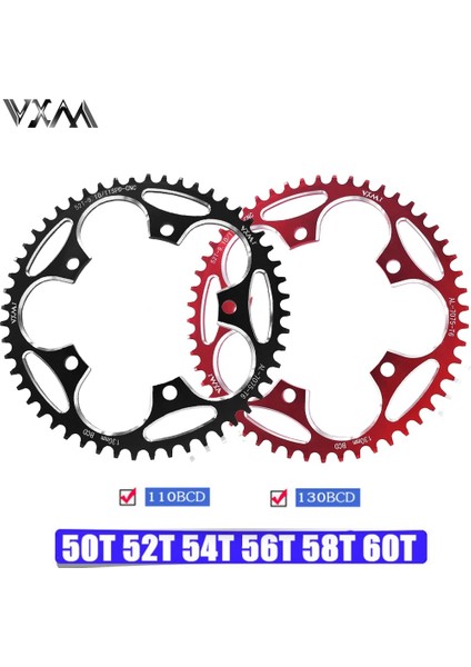 Yunjin Shop 110BCD 52T Kırmızı Stil Vxm Yol Bisikleti Dar Geniş Aynakol 110BCD 130BCD Krank Alüminyum Alaşımlı Ultra Hafif Aynakol (Yurt Dışından) fırsatları