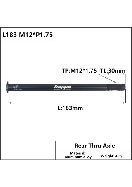 Yunjin Shop L183 M12X1.75 TL30 Stili Heppe Mtb Yol Bisikleti Thru Aks Arka Hub Thru Aks Ön Çatal Mil Skewerxxp1.0p1.5p1.75 (Yurt Dışından)