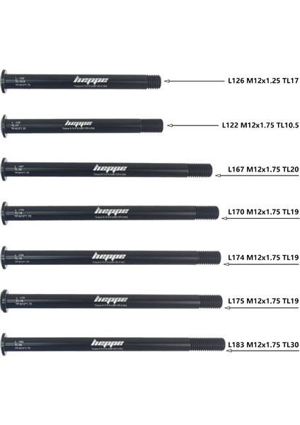Yunjin Shop L183 M12X1.75 TL30 Stili Heppe Mtb Yol Bisikleti Thru Aks Arka Hub Thru Aks Ön Çatal Mil Skewerxxp1.0p1.5p1.75 (Yurt Dışından)