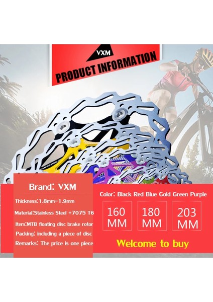 Yunjin Shop 160 mm Altın Tarzı Vxm Bisiklet Fren Diski Fren Mtb Dh Disk Rotorları Hidrolik Fren Balatası Şamandıra Renkli Fren Balatası Bisiklet Parçaları (Yurt Dışından) modelleri