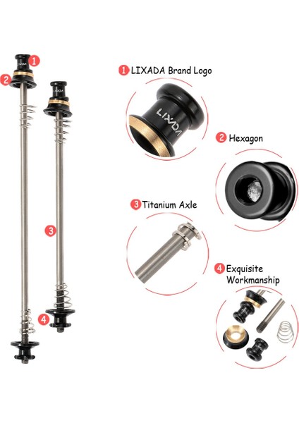 Yunjin Shop Kırmızı Stil Lixada Ultra Hafif Bisiklet Şişleri Hızlı Bırakma Titanyum Aks Qr Şiş Dağ Yolu Bisiklet Bisikleti Mtb Tekerlek Göbeği Şişleri (Yurt Dışından) fırsatları