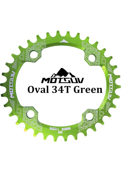 Yunjin Shop Yeşil Oval 34T Stili Motsuv Oval Dar Geniş Aynakol Mtb Dağ Bisikleti Bisiklet 104BCD Aynakol Diş Plakası Parçası Bcd (Yurt Dışından)
