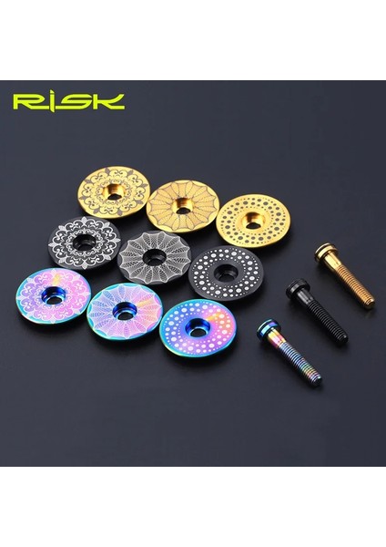Gökkuşağı 2 Stili Risk 1 Takım Hafif Titanyum Alaşımlı Bisiklet Kulaklığı Kapağı + M6 * 30MM Bisiklet Kulaklığı Kök Cıvatası 3 Renk Kulaklık Vidası Bisiklet Parçaları (Yurt Dışından)