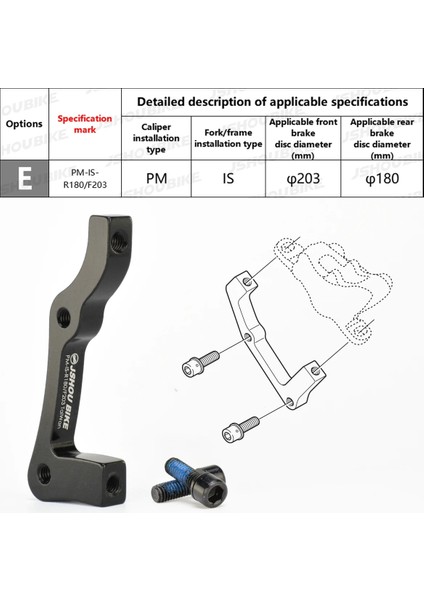 Yunjin Shop Siyah E Stili Jshou Bisiklet Disk Fren Dönüştürücü Adaptör Pmıs Ultralight Rotor Dağ Bisikleti Braketi Aksesuarları Parçaları (Yurt Dışından)