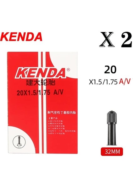 Yunjin Shop 20X1.5-1.75-AV Stili 2 Adet Kenda Bisiklet Iç Tüp .c Mtb Yol Bisikleti Lastiği Butil Kauçuk Bisiklet Tüpü Lastiği .c Presta Schrader (Yurt Dışından)