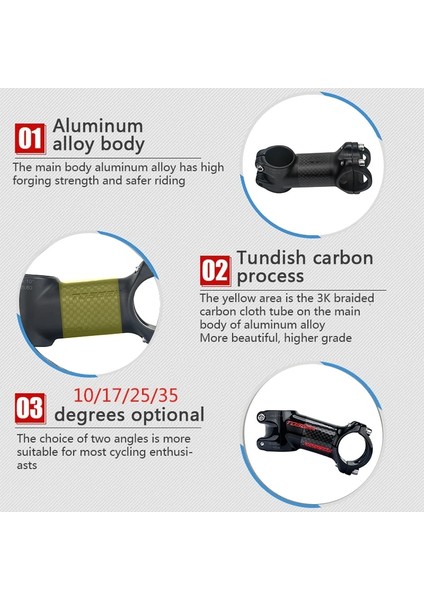Yunjin Shop Mat-35 Derece 80MM Tarzı Toseek Karbon Kök Derece Bisiklet Kök mm Ultra Hafif Bisiklet Gidon Mtb Yol Katlanır Bisiklet Için Kaynaklanıyor (Yurt Dışından) fiyatları