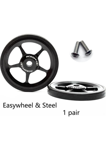 Yunjin Shop Siyah Çelik Cıvata Tarzı 1 Çift Bisiklet Easywheel Brompton Katlanır Bisiklet Alüminyum Alaşımlı Süper Hafif Kolay Tekerlekler + Titanyum Cıvatalar 22GPCS (Yurt Dışından)