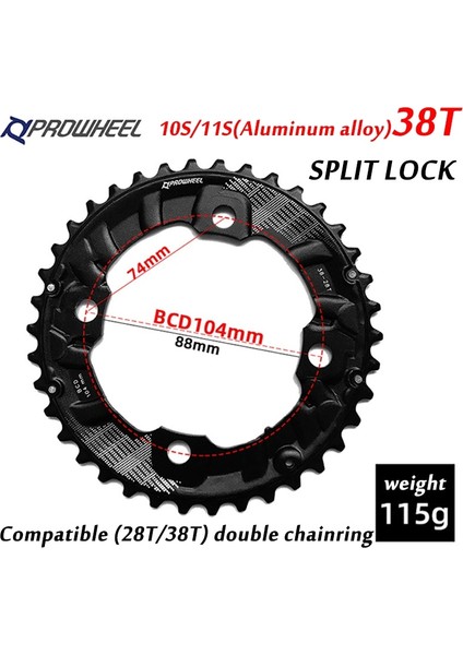 Yunjin Shop 28-38T Stili Için 38T Al Prowheel Mtb Bcd Çift Aynakol 2* Hız Bisiklet Zinciri Yüzük Dağ Bisikleti Aynakol Mtb Aynakol (Yurt Dışından)