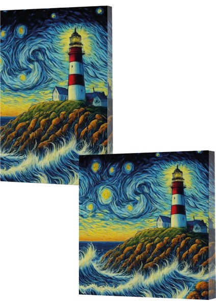 Vivago Art Van Gogh 8 Deniz Feneri 14X20 Çizgili DEFTER-15X15 Çizgisiz Defter Seti (320 Sayfa)