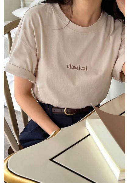 Unisex Classical Baskılı Oversize Tshirt