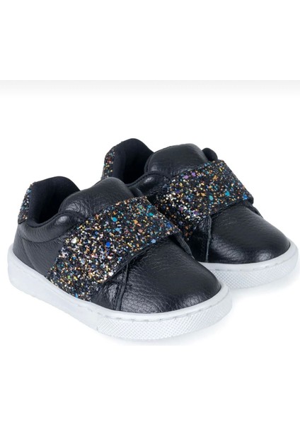 Kız Çocuk Simli Siyah Sneaker