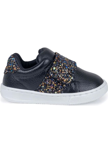 Kız Çocuk Simli Siyah Sneaker