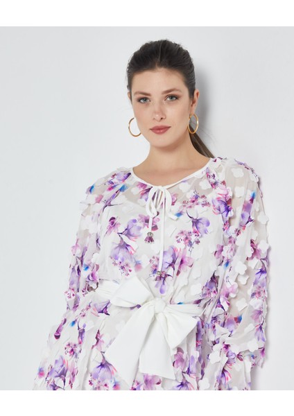 Kadın Çiçek Desenli Tunik - Kemer Detaylı - Modern ve Şık Tasarım - Günlük ve Özel Gün Için Tunik fiyatları