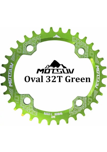 Yunjin Shop Oval 32T Yeşil Stil Motsuv Bisiklet Krank 104BCD Oval Aynakol Dar Geniş Ultralight Mtb Bisiklet Aynakol Daire Aynakol Plakası (Yurt Dışından)