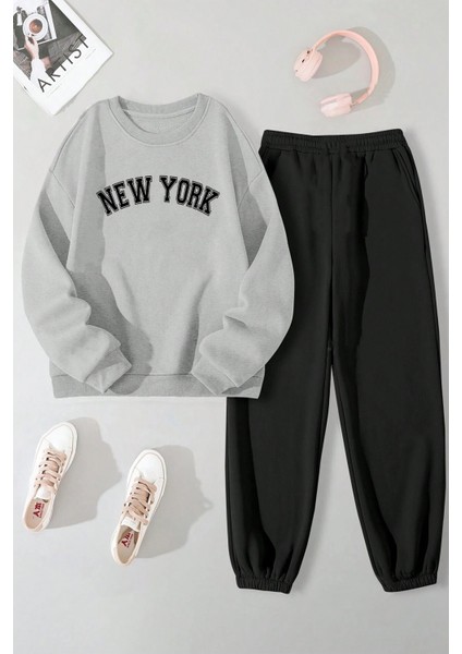 Uygun Tarz Newyork Baskılı Unisex Eşofman Takımı
