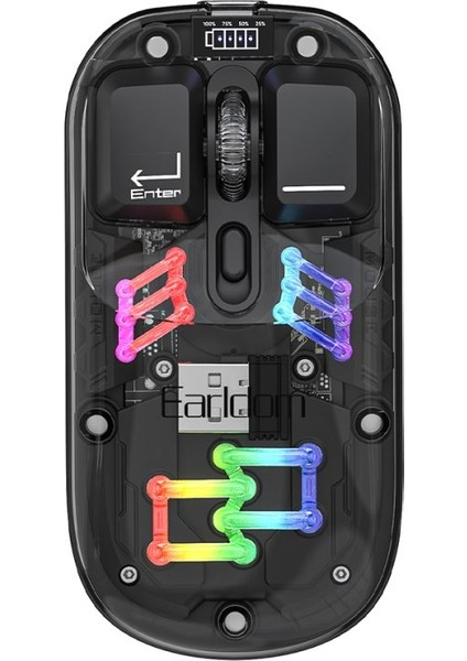 KM16 1600 Dpı Sessiz Transparan Yapılı Rgb Kablosuz Ofis Mouse