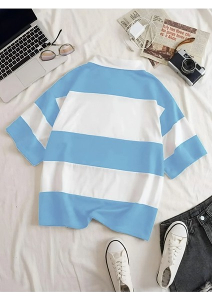 Erkek ve Kadın Yarım Fermuarlı Polo Yaka Oversize T-Shirt - Harry Potter Evleri Tasarımlı fiyatları