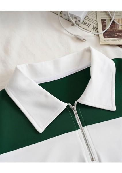 Erkek ve Kadın Yarım Fermuarlı Polo Yaka Oversize T-Shirt - Harry Potter Evleri Tasarımlı modelleri