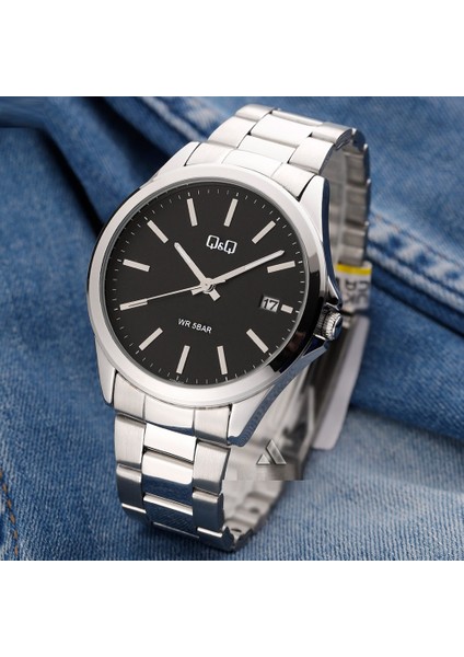 QCG8422 Siyah Gümüş Çelik Kordonlu Takvimli Erkek Kol Saati fiyatları