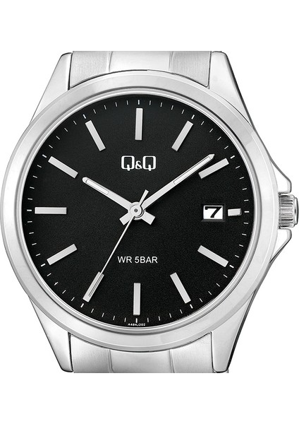 QCG8422 Siyah Gümüş Çelik Kordonlu Takvimli Erkek Kol Saati modelleri