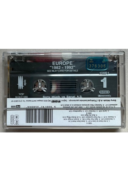 Europe 1982-1992 (Orijinal 1994 Dönem Baskı Kaset)