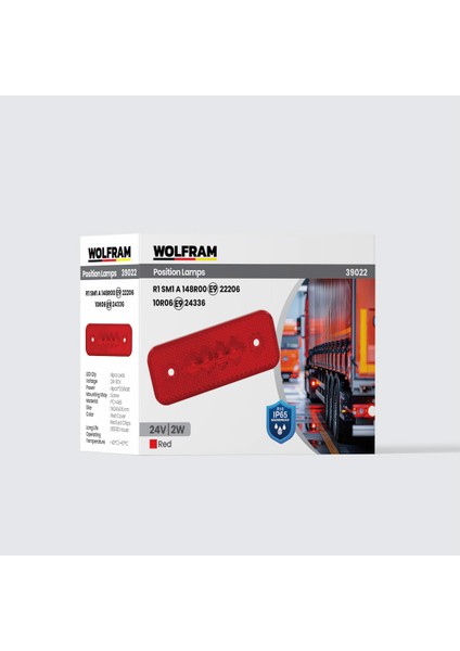 Side Marker Yan Pozisyon Lambası Kırmızı Renk LED 24V 2W E9-R10 Belgeli 10'lu