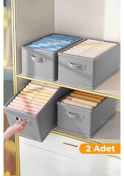 2 Adet - Katlanabilir Kıyafet Saklama Kutusu 45 x 25 x 20 cm