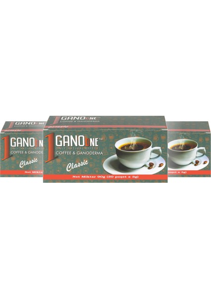 6 Kutu Ganoone Classic, Ganoderma Reishi Mantarı Özütlü Kahve Karışımı - (180 Poşet x 3g)