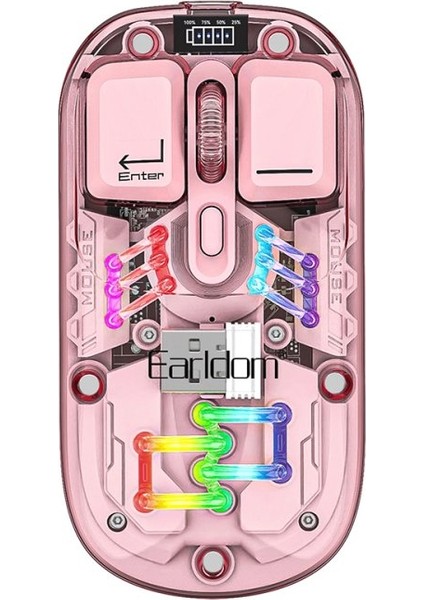 KM16 1600 Dpı Sessiz Transparan Yapılı Rgb Kablosuz Ofis Mouse