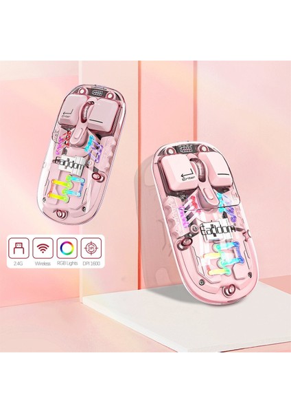 KM16 1600 Dpı Sessiz Transparan Yapılı Rgb Kablosuz Ofis Mouse