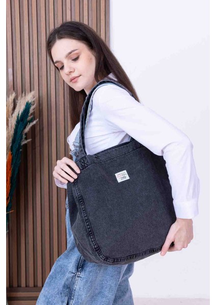 Yıkamalı Kot Denim Omuz Çantası