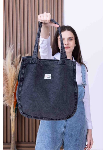 Yıkamalı Kot Denim Omuz Çantası