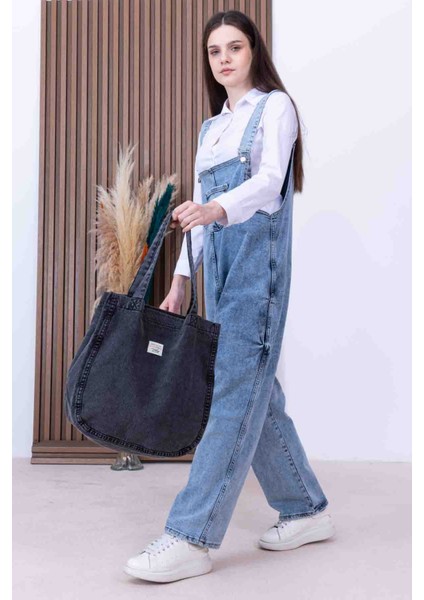 Yıkamalı Kot Denim Omuz Çantası