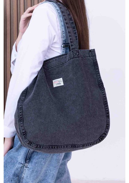 Yıkamalı Kot Denim Omuz Çantası