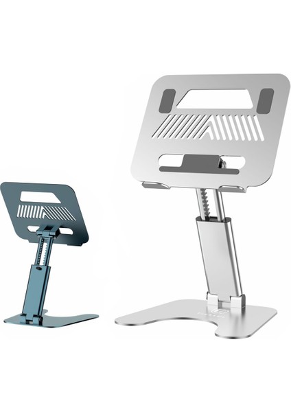 EH201 Ayarlanabilir Metal Laptop & Tablet Standı – Alüminyum Gövde, Katlanabilir, Gümüş