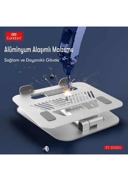 EH201 Ayarlanabilir Metal Laptop & Tablet Standı – Alüminyum Gövde, Katlanabilir, Gümüş modelleri