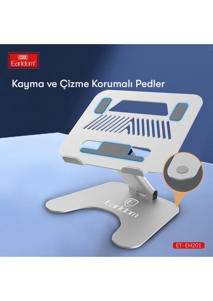 EH201 Ayarlanabilir Metal Laptop & Tablet Standı – Alüminyum Gövde, Katlanabilir, Gümüş fırsatları