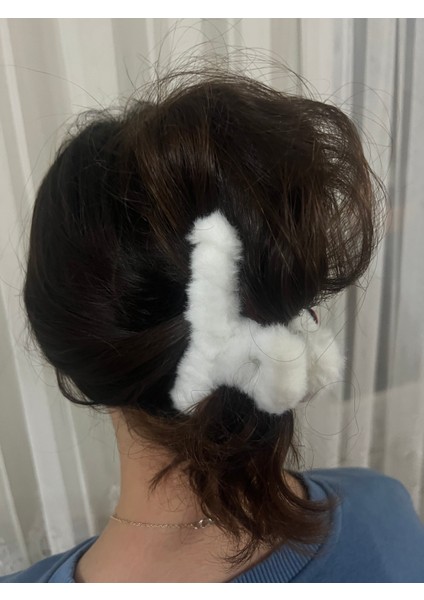 Kadın Kız Peluş Mandal Toka 12 cm Iki Adet Beyaz fiyatları