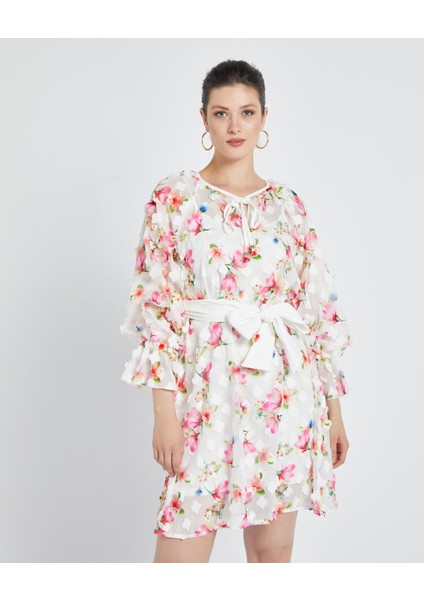 Kadın Çiçek Desenli Tunik - Kemer Detaylı - Modern ve Şık Tasarım - Günlük ve Özel Gün Için Tunik