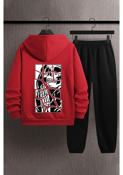 Uygun Tarz Unisex Skullcracked Baskılı Eşofman Takımı