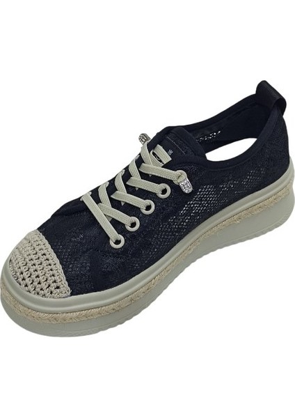 Siyah Kadın Triko Sneaker Spor Ayakkabı