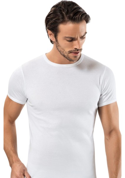 Erdem Beyaz Ribana Kapalı Yaka T-Shirt 1197